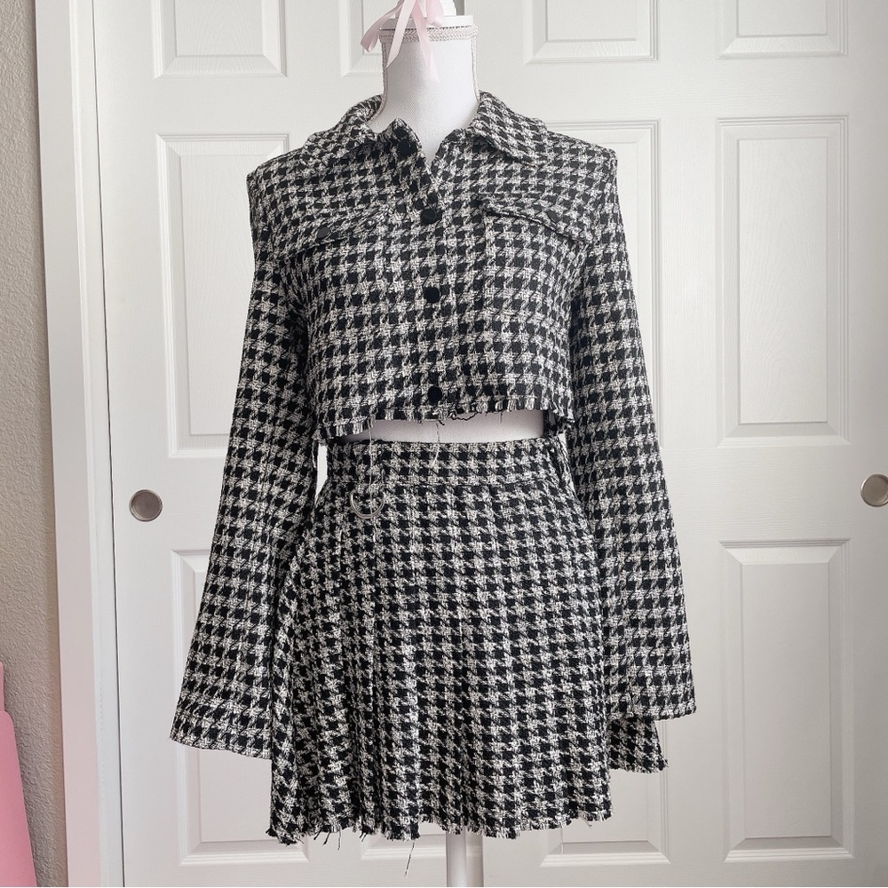 Bershka black and grey tweed set
